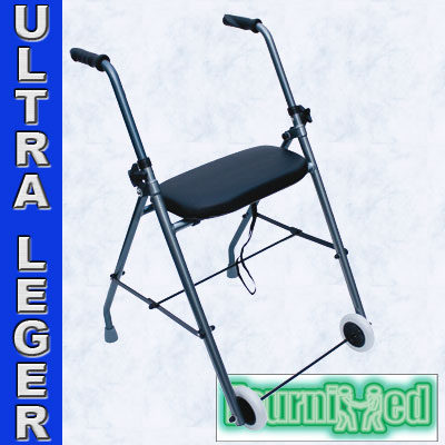 ROLLATOR DEUX ROUES PLIANT AVEC SIEGE ULTRA-LEGER ALUMINIUM