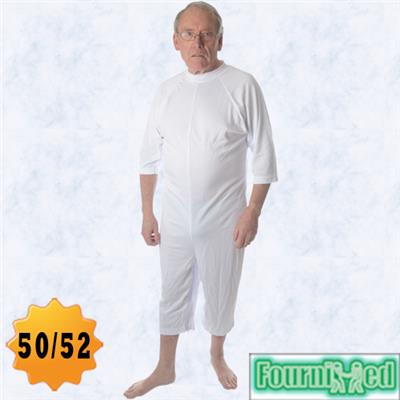 GRENOUILLERE COMBINUIT MANCHES ET JAMBES COURTES POLYESTER BLANC TAILLE 50/52 POUR PROBLEMES D'INCONTINENCE