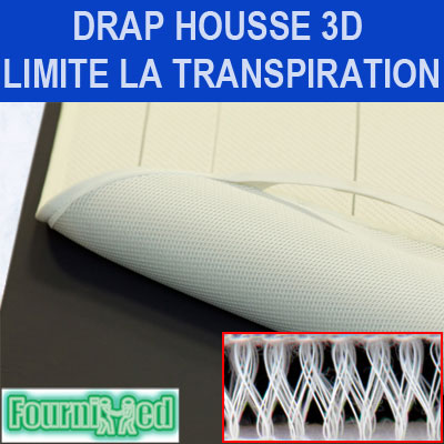DRAP-HOUSSE A MATELAS 200x90 CM TISSU 3D ANTI-TRANSPIRATION AVEC ELASTIQUES