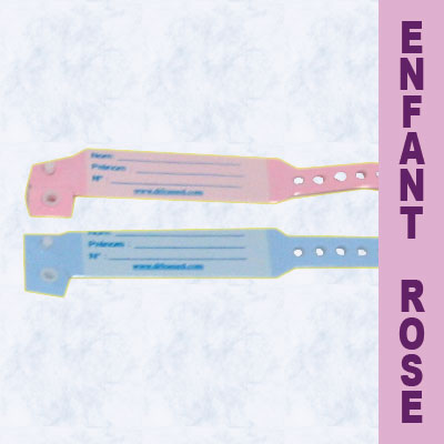 BRACELETS D'IDENTIFICATION ENFANT A ECRITURE DIRECTE COULEUR ROSE