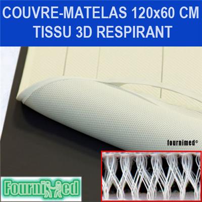 COUVRE-MATELAS RESPIRANT 120x60 CM TISSU 3D ANTI-TRANSPIRATION AVEC ELASTIQUES