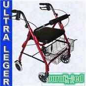 ROLLATOR QUATRE ROUES PLIANT AVEC SIEGE ULTRA-LEGER ALUMINIUM