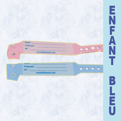 BRACELETS D'IDENTIFICATION ENFANT A ECRITURE DIRECTE COULEUR BLEU CIEL