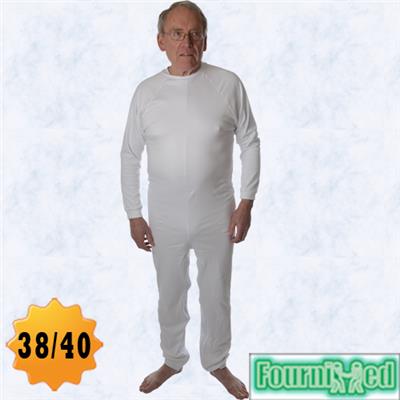 GRENOUILLERE INCONTINENCE MANCHES ET JAMBES LONGUES COTON BLANC TAILLE 38/40 BABYGROS ADULTE