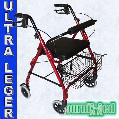 ROLLATOR QUATRE ROUES PLIANT AVEC SIEGE ULTRA-LEGER ALUMINIUM